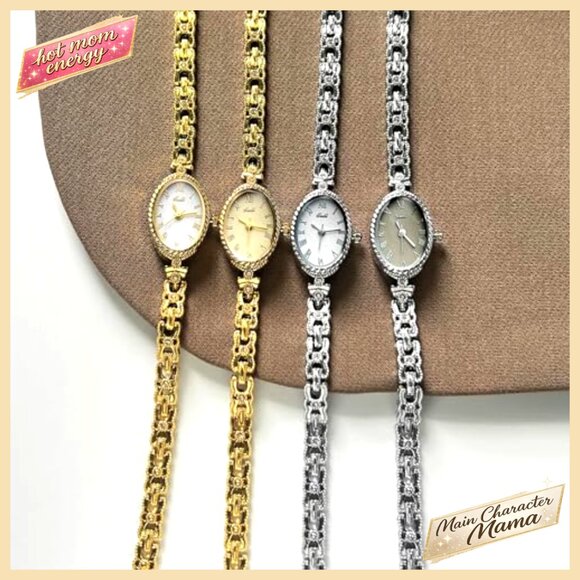 Vintage Oval Roman Dial Quartz Watch Dainty Bracelet Waterproof Dress main image 5